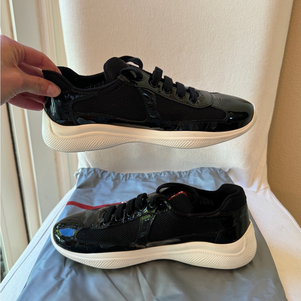 PRADA Low Top Sneaker (Women) Black Patent Leather - Picture 4 of 6
